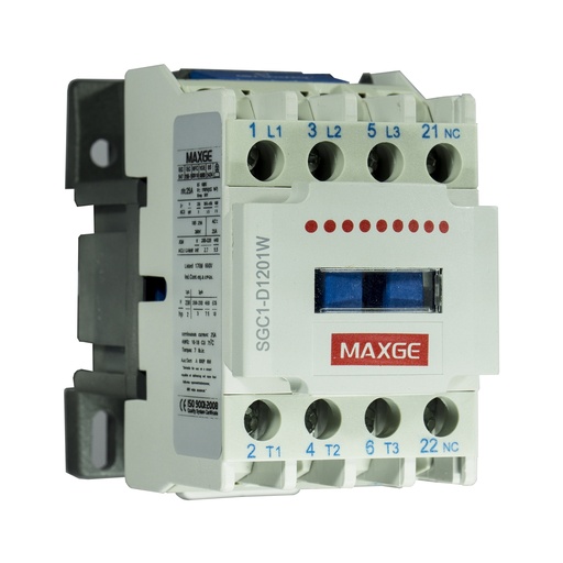 SGC1-DCA Contactors for motor control up to 45kW at 400V category AC-3 (9 to 95A).
AC control